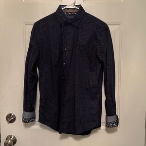 Denim & Flower Slim Fit Dress Shirt, Blue, Orange, Small